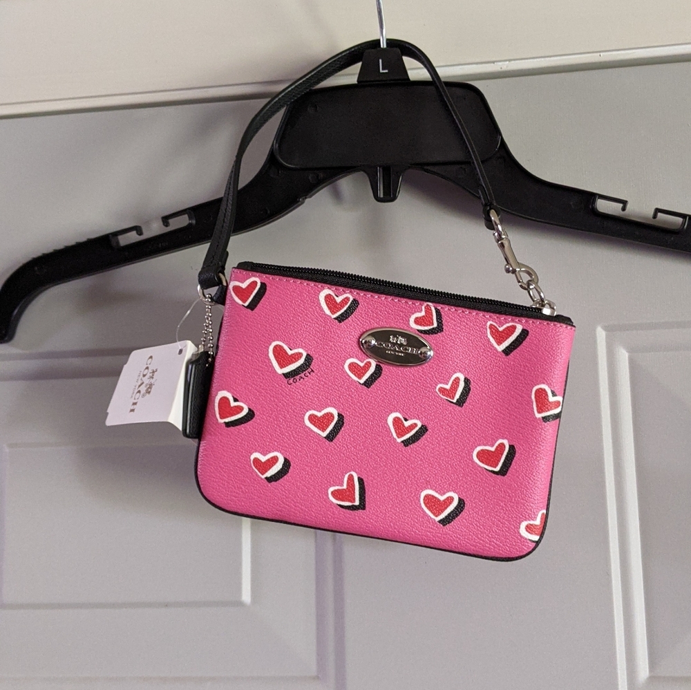 Coach Heart Print Wristlet